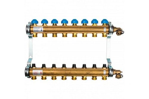 Коллекторная группа WATTS HKV - 1"ВР/ВР на 8 контуров 3/4"EK (с вентилями, латунь)