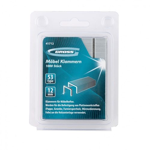 Фото Скобы, 12 мм, для мебельного степлера, усиленные, тип 53, 1000 шт Gross Скобы, 12 мм, для мебельного степлера, усиленные, тип 53, 1000 шт Gross