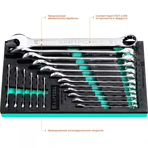 Фото KRAFTOOL 18 шт, 6 - 32 мм, набор комбинированных гаечных ключей 27079-H18E KRAFTOOL 18 шт, 6 - 32 мм, набор комбинированных гаечных ключей 27079-H18E