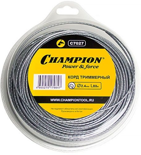 Корд триммерный Pro (2.4 мм; 80 м; круг) Champion C7027