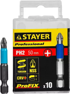 STAYER PH2, 50 мм, 10 шт., биты ProFix Phillips 26203-2-50-10_z01