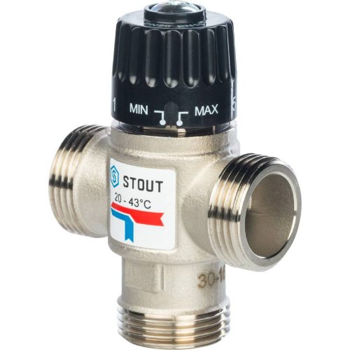 *SVM-0020-254325 STOUT Термостатический смесительный клапан для систем отопления и ГВС 1" НР 20-43°С KV 2,5