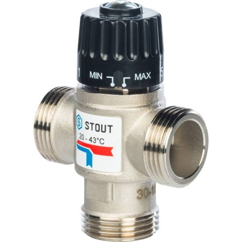 *SVM-0020-254325 STOUT Термостатический смесительный клапан для систем отопления и ГВС 1" НР    20-43°С KV 2,5