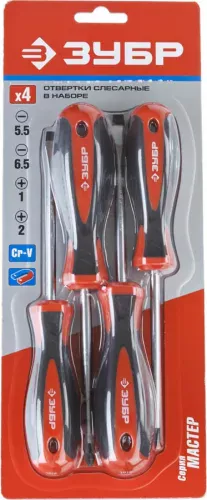 ЗУБР 4 шт., 1/4, набор слесарных отверток 25065-H4_z02