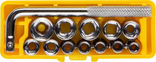 Фото STAYER 13 шт., Cr-V, набор торцовых головок с воротком 2-26089-H13 STAYER 13 шт., Cr-V, набор торцовых головок с воротком 2-26089-H13