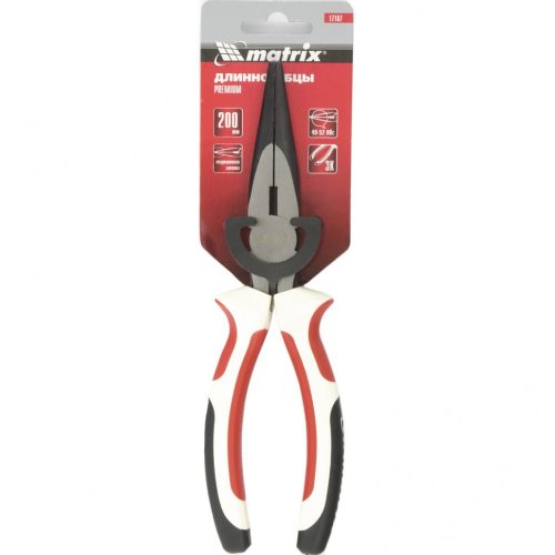 Фото Длинногубцы прямые Premium, 200 мм, трехкомпонентные рукоятки Matrix Длинногубцы прямые Premium, 200 мм, трехкомпонентные рукоятки Matrix