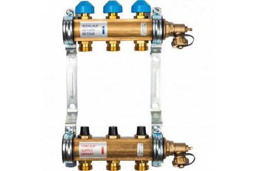 Коллекторная группа WATTS HKV - 1"ВР/ВР на 3 контура 3/4"EK (с вентилями, латунь)