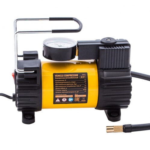 Компрессор автомобильный AC-37, 12 В, 7 атм, 37 л/мин, автомобильный предохранитель Denzel