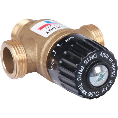 SVM-0120-164320 STOUT Термостатический смесительный клапан для систем отопления и ГВС 3/4"  НР   20-43°С KV 1,6