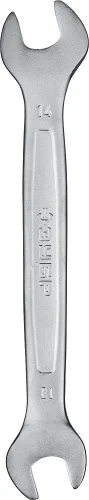 ЗУБР 13х14 мм, Cr-V сталь, хромированный, гаечный ключ рожковый 27010-13-14 Мастер