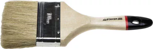 STAYER 100 мм, 4", щетина натуральная светлая, деревянная ручка, кисть плоская UNIVERSAL-EURO 0102-100