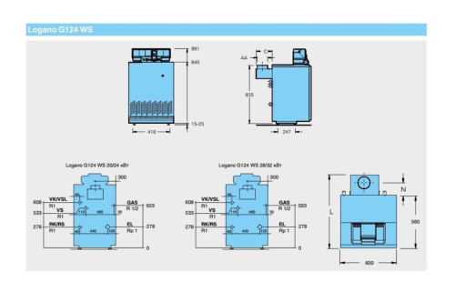 Котел газовый напольный Buderus Logano G124-28 WS (RU TOP)