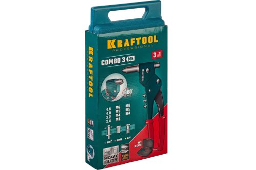 KRAFTOOL заклепки 2.4-4.8 мм, заклепочник поворотный RX-33 31178