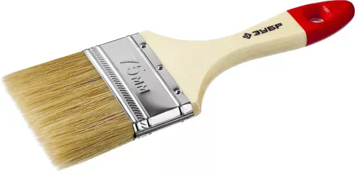 Фото ЗУБР 75 мм, 3'', щетина натуральная светлая, кисть малярная плоская 4-01003-075 ЗУБР 75 мм, 3'', щетина натуральная светлая, кисть малярная плоская 4-01003-075