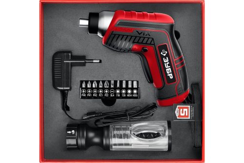 ЗУБР 3.6 В, в коробке с 10 битами, с насадкой штопором, отвертка аккумуляторная ViX ЗО-Е-3.6 ЛиМ1