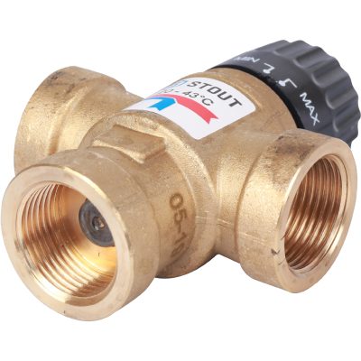 SVM-0110-164320 STOUT Термостатический смесительный клапан для систем отопления и ГВС 3/4"  ВР   20-43°С KV 1,6
