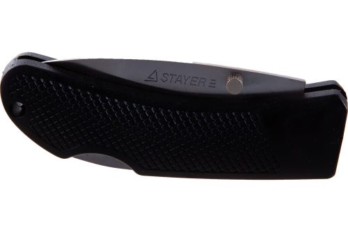 STAYER 75 мм, 2,35 мм, обрезиненная ручка, складной нож 47600-1_z01