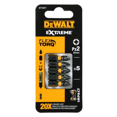 Биты ударные IMPACT Torsion Pz2, 25мм, 5шт. Dewalt DT7387T