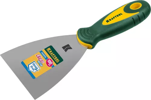 Фото KRAFTOOL 100 мм, нержавеющее полотно, двухкомпонентная рукоятка, шпательная лопатка 10035-100 KRAFTOOL 100 мм, нержавеющее полотно, двухкомпонентная рукоятка, шпательная лопатка 10035-100