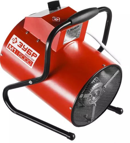 ЗУБР 5 кВт, гладкий ТЭН, пушка тепловая электрическая ЗТП-М1-5000 Компакт