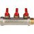 SMB 6200 341203 STOUT Коллектор с шаровыми кранами 3/4", 3 отвода 1/2" (красные ручки)