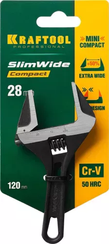 KRAFTOOL 120/28 мм, Cr-V, ключ разводной SlimWide Compact 27266-15