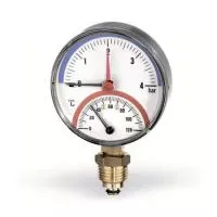Термоманометр радиальный WATTS F+R828 (TMRP) - 1/2' (D-80 мм, шкала 0-120 °C / 0-4 бар)