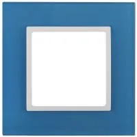 Рамка ЭРА 14-5101-28 на 1 пост, стекло, Elegance, голубой+белый Б0034482