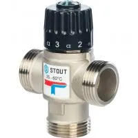 SVM-0020-166025 STOUT Термостатический смесительный клапан для систем отопления и ГВС 1" НР   35-60°С KV 1,6 ОБРАЗЕЦ