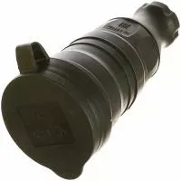 Кабельная розетка IEK, ОМЕГА, с заземлением, с крышкой, 1-м, IP44, РБп13-1-0м, ИЭК, черный PKR21-016-2-K02