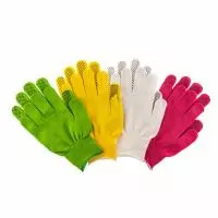 Перчатки в наборе, цвета: белые, розовая фуксия, желтые, зеленые, ПВХ точка, L, Россия Palisad