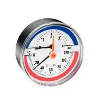 Термоманометр аксиальный WATTS F+R818 (TMAP) - 1/2' (D-80 мм, шкала 0-120 °C / 0-2,5 бар)