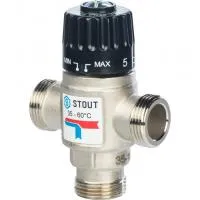 *SVM-0020-166020 STOUT Термостатический смесительный клапан для систем отопления и ГВС 3/4" НР   35-60°С KV 1,6
