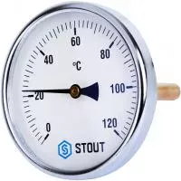 SIM-0001-101015 STOUT Термометр биметаллический с погружной гильзой. Корпус Dn 100 мм, гильза 100 мм 1/2", 0...120°С