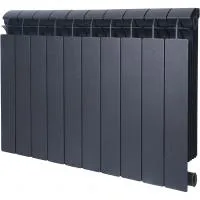 Global STYLE PLUS 500 10 секции радиатор биметаллический боковое подключение (цвет cod.07 grigio scuro opaco mettalizzato 2748 (черный))