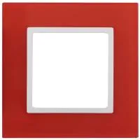Рамка ЭРА 14-5101-23 на 1 пост, стекло, Elegance, красный+белый Б0034478