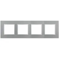 Рамка ЭРА 14-5104-03 на 4 поста, стекло, Elegance, алюминий+алюминий Б0034526