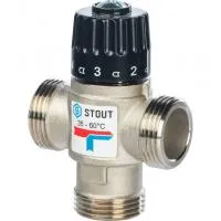 *SVM-0020-256025 STOUT Термостатический смесительный клапан для сиcтем отопления и ГВС 1" НР 35-60°С KV 2,5