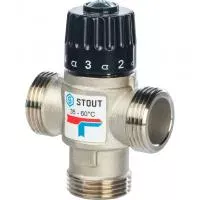*SVM-0020-256025 STOUT Термостатический смесительный клапан для сиcтем отопления и ГВС 1" НР    35-60°С KV 2,5