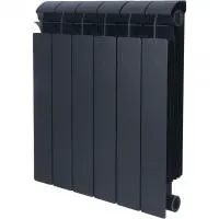Global STYLE PLUS 500 6 секции радиатор биметаллический боковое подключение (цвет cod.07 grigio scuro opaco mettalizzato 2748 (черный))