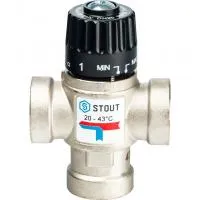 *SVM-0010-164320 STOUT Термостатический смесительный клапан для систем отопления и ГВС 3/4"  ВР   20-43°С KV 1,6