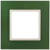 Рамка ЭРА 14-5101-27 на 1 пост, стекло, Elegance, зелёный+слоновая кость Б0034481