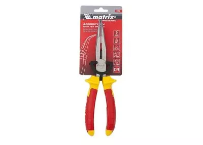 Длинногубцы изогнутые Insulated, 200 мм, двухкомпонентные рукоятки Matrix Professional