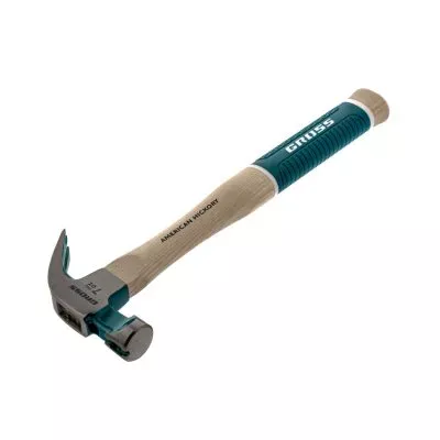 Молоток-гвоздодер, 200 г, угол 45, магнит, обрезиненная рукоятка American hickory GROSS