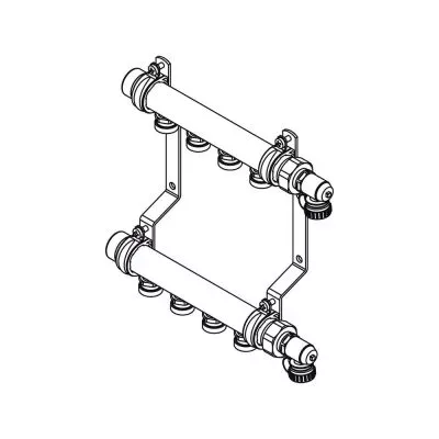 Коллекторная группа REHAU HLV 6 - 1" на 6 контура 3/4" EK (нержавеющая сталь, без шаровых кранов)