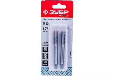 ЗУБР М12 x 1.75 мм, 9ХС, ручные, комплект метчиков 4-28006-12-1.75-H2