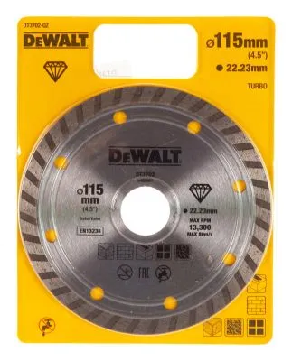 Диск алмазный отрезной Turbo (115х22.2 мм) для УШМ DeWALT DT 3702
