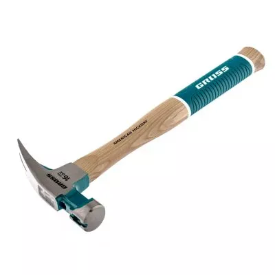 Молоток-гвоздодер, 450 г, угол 45, магнит, обрезиненная рукоятка American hickory GROSS