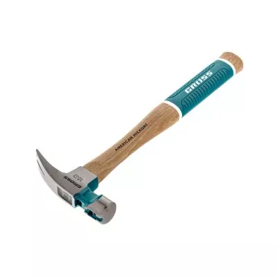 Молоток-гвоздодер, 280 г, угол 75, магнит, обрезиненная рукоятка American hickory GROSS