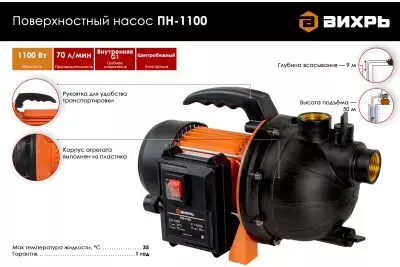 Поверхностный насос Вихрь ПН-1100